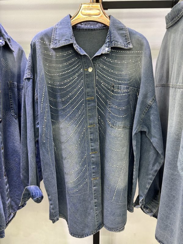 Denim long sleeves shirt for fashion ladies