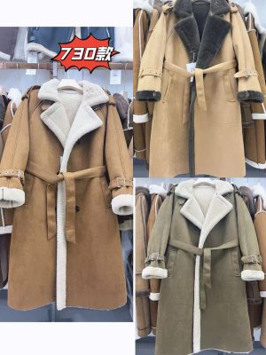 Women's fur and leather overcoat
