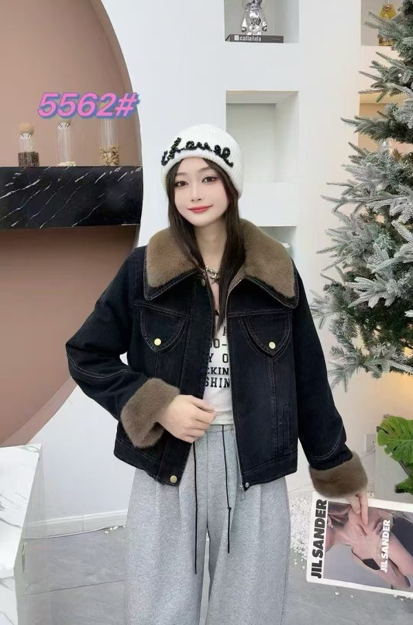 Denim fleece jacket for fashion ladies