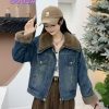Denim fleece jacket for fashion ladies