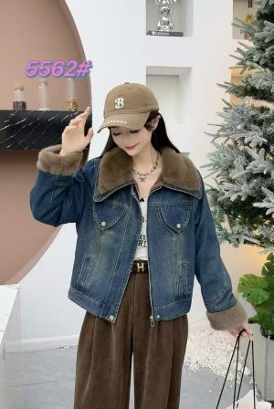 3ca8b5e4-d759-4d0a-8ad7-d94c6f49edfe Denim fleece jacket for fashion ladies