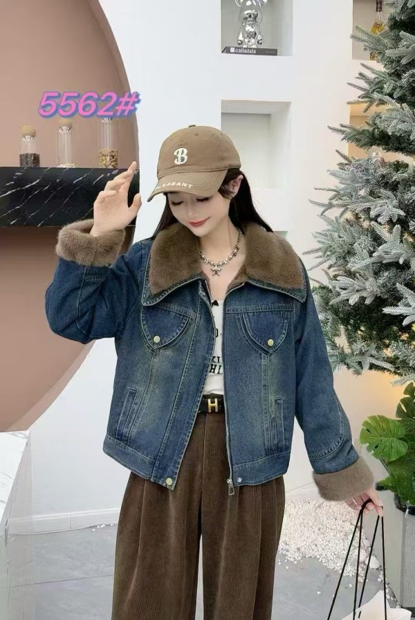 Denim fleece jacket for fashion ladies