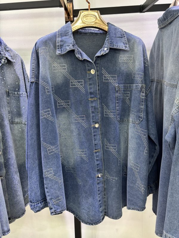 Denim long sleeves shirt for fashion ladies