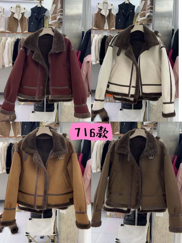 Women's winter leather and fur coat