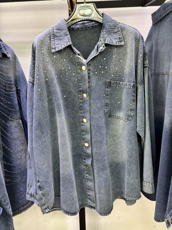 Denim long sleeves shirt for fashion ladies