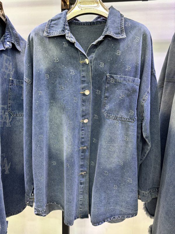 Denim long sleeves shirt for fashion ladies