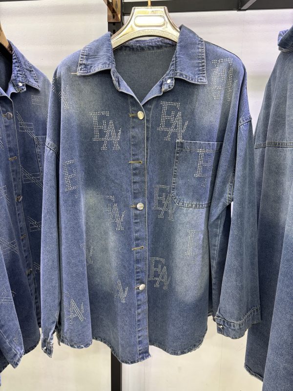 Denim long sleeves shirt for fashion ladies