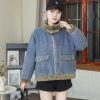 Denim fleece jacket for fashion ladies