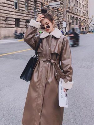 leather windbreaker for  fashion ladies