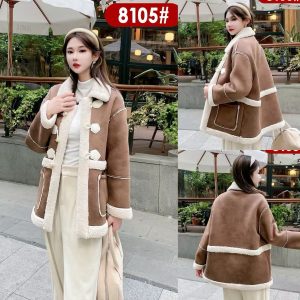 Ladies leather and fur coat