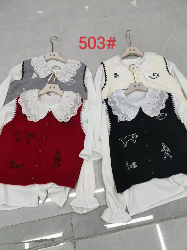 2-piece set for ladies(vest +blouse)